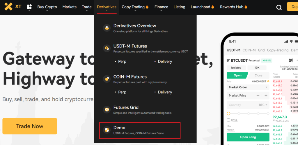 Demo на XT.COM